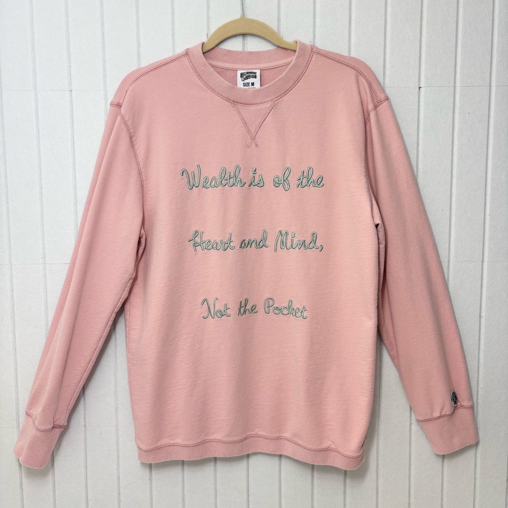Billionaire Boys Club Pink Embroidered Quote Crewneck Sweatshirt‎ – Size M